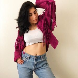 Vintage leather fringe jacket